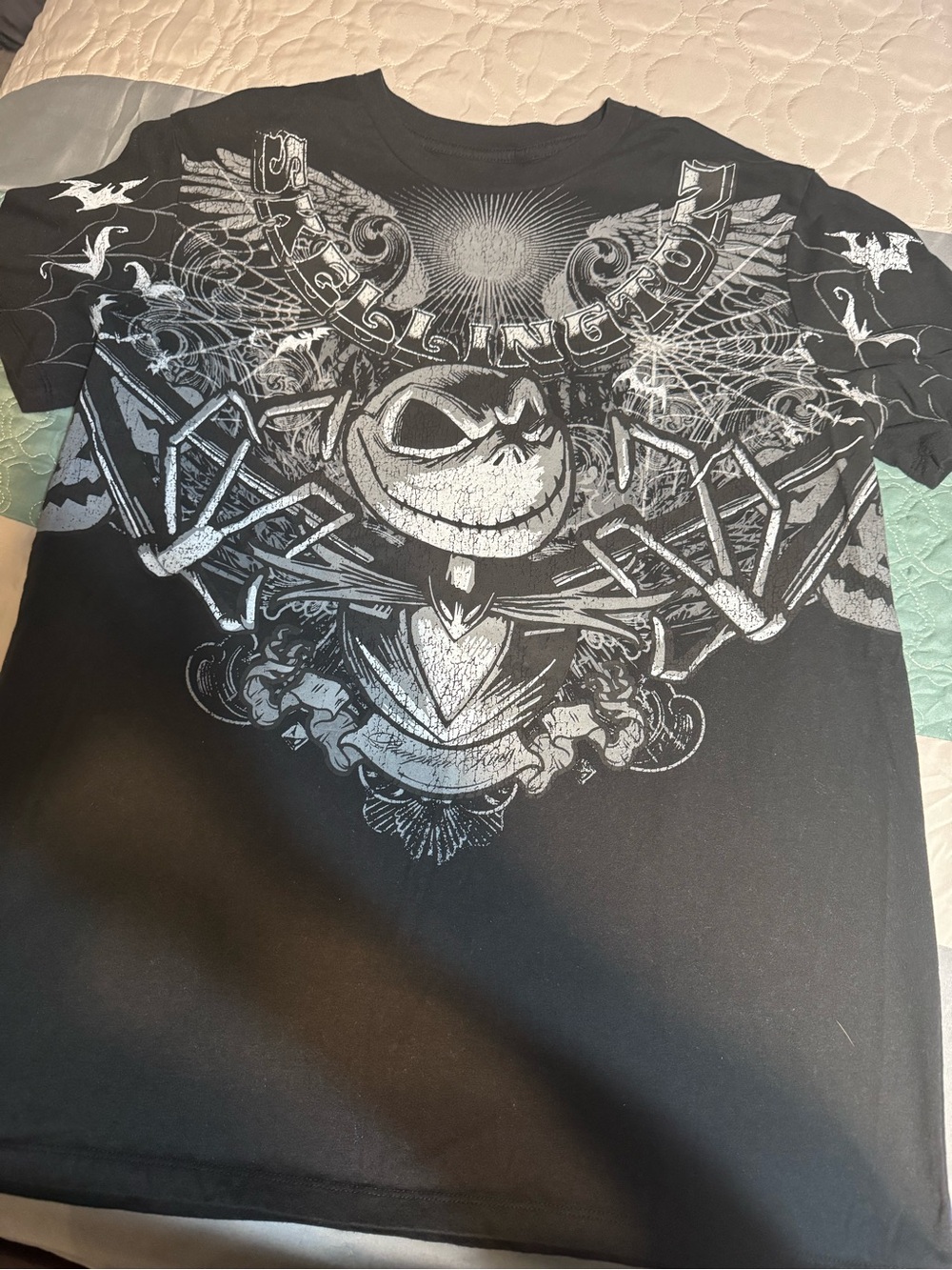 Disney Black Short-Sleeve Tee with Light Gray Jack Skellington Graphic